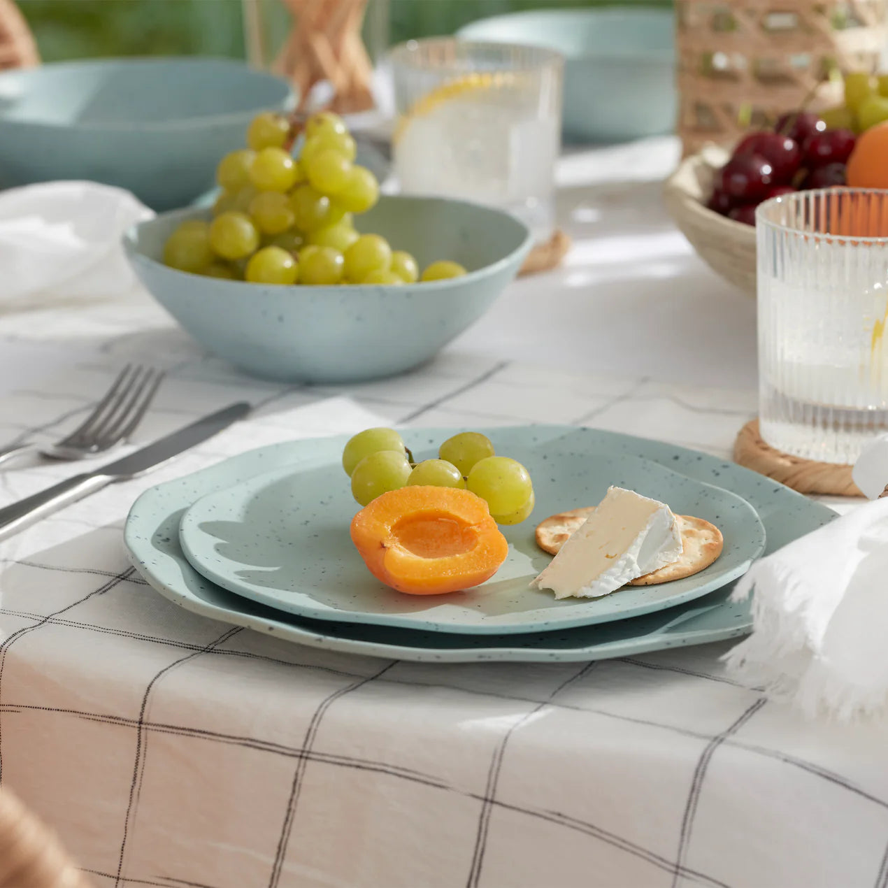 SOFTDEALZ | Terrazzo Melamine Mint 12 Piece Dinnerware Set