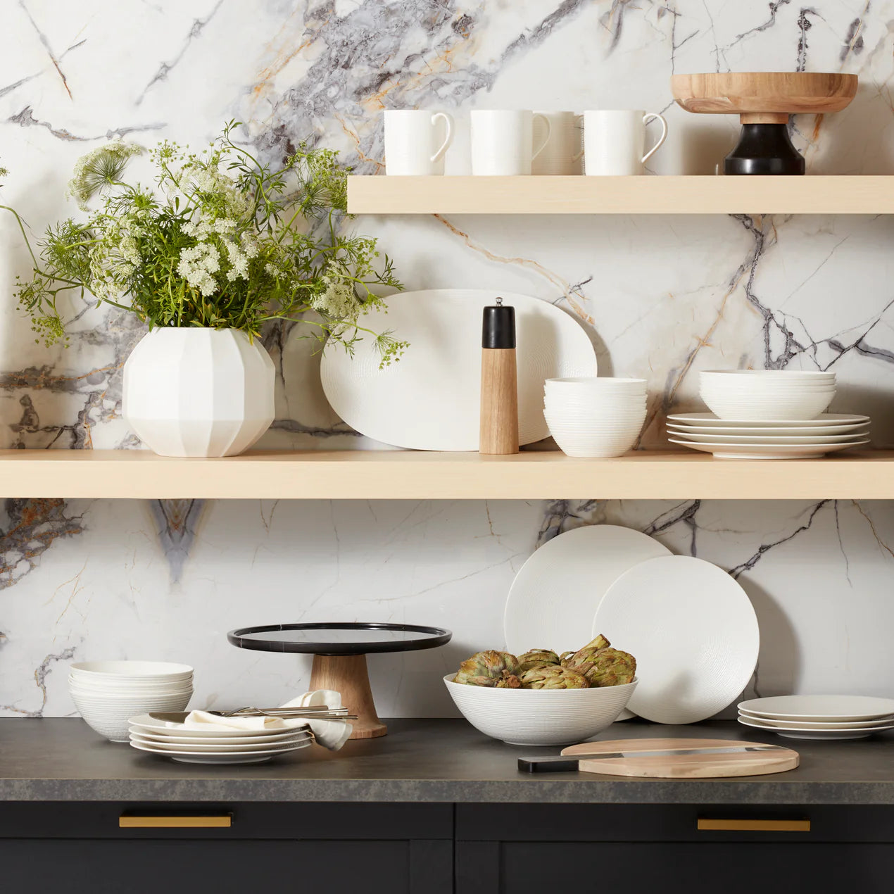 SOFTDEALZ | LX Collective White 12-Piece Dinnerware Set