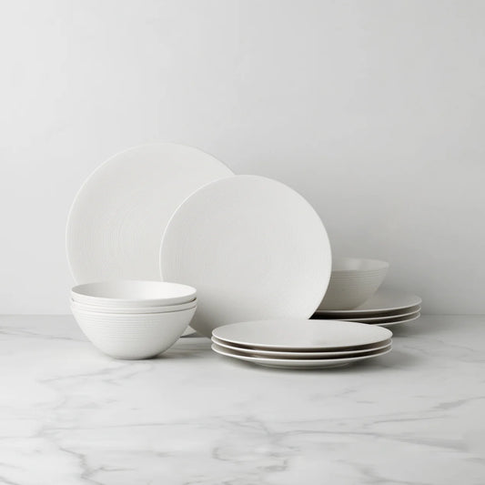 SOFTDEALZ | LX Collective White 12-Piece Dinnerware Set