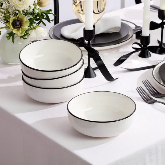 SOFTDEALZ | 24 Seven Black Rim 12-Piece Dinnerware Set