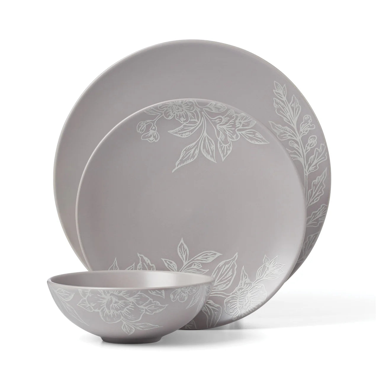 SOFTDEALZ | Roseto 12-Piece Dinnerware Set, Pumice