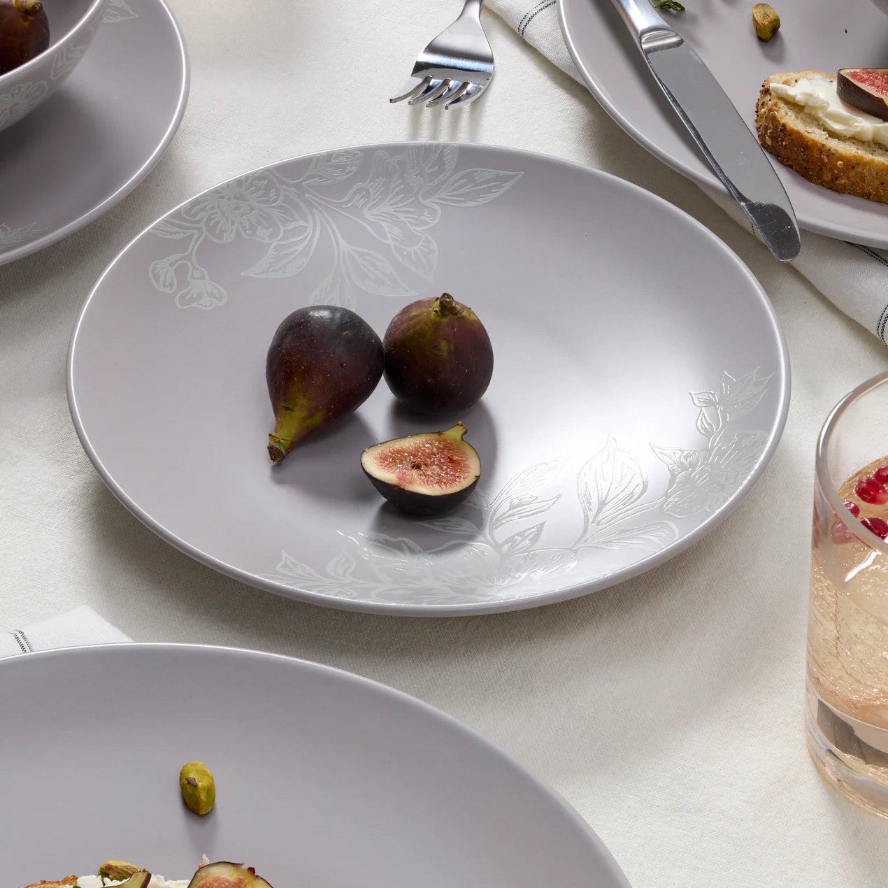 SOFTDEALZ | Roseto 12-Piece Dinnerware Set, Pumice