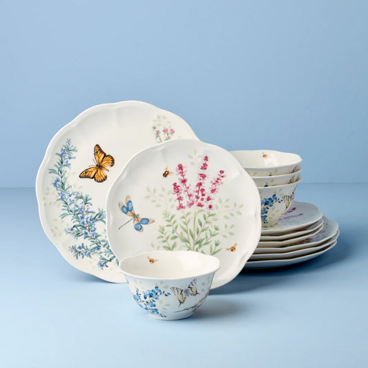 SOFTDEALZ | Butterfly Meadow Herbs 12-Piece Dinnerware Set